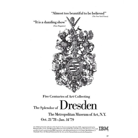 Splendor Of Dresden Exhibition Print AD Metropolitan Museum Of Art 1978 - Picture 1 of 2